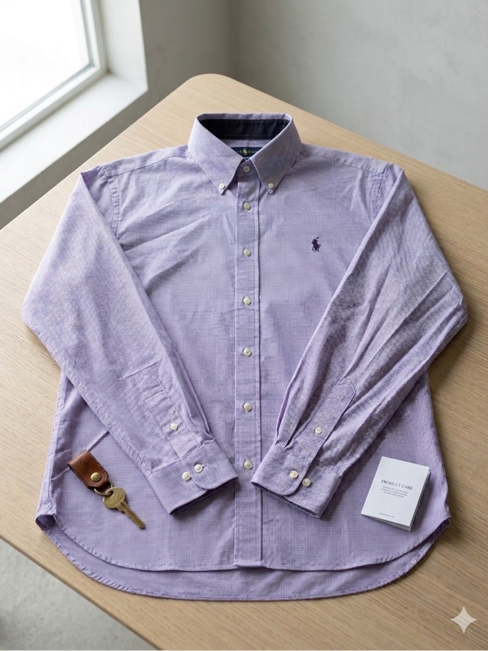 Polo Ralph Lauren Purple Gingham Shirt Men's Large Classic Fit 16.5 34/35